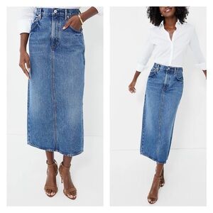 Citizens of Humanity Blue Denim Midi Skirt with Back Slit